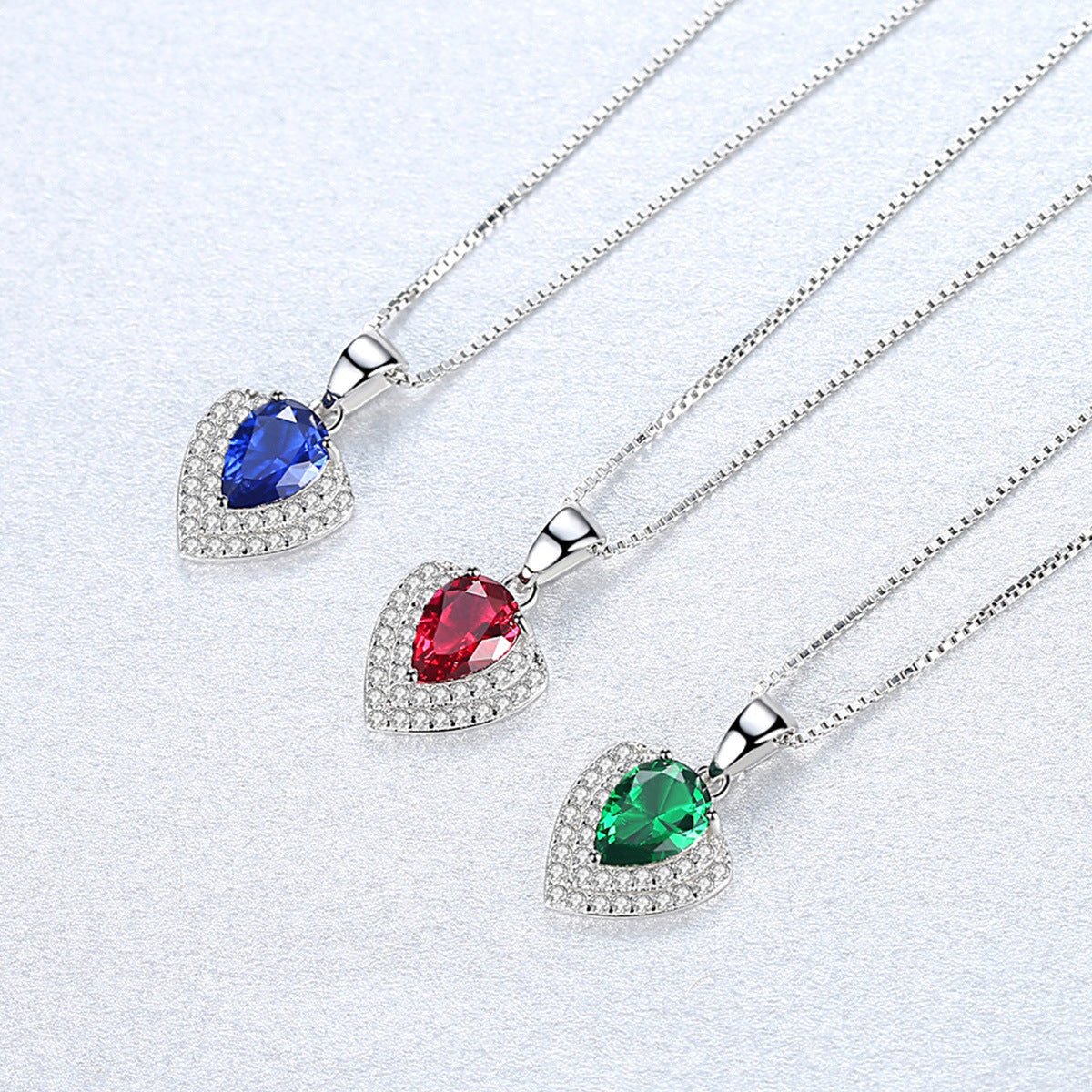 Gemstonely- Elegant and Eye-Catching: S925 Silver Necklace with Simulate Gemstone Droplet Pendant for Women