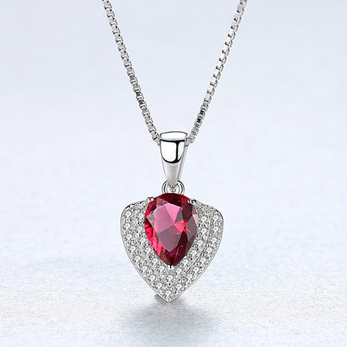 Gemstonely- Elegant and Eye-Catching: S925 Silver Necklace with Simulate Gemstone Droplet Pendant for Women