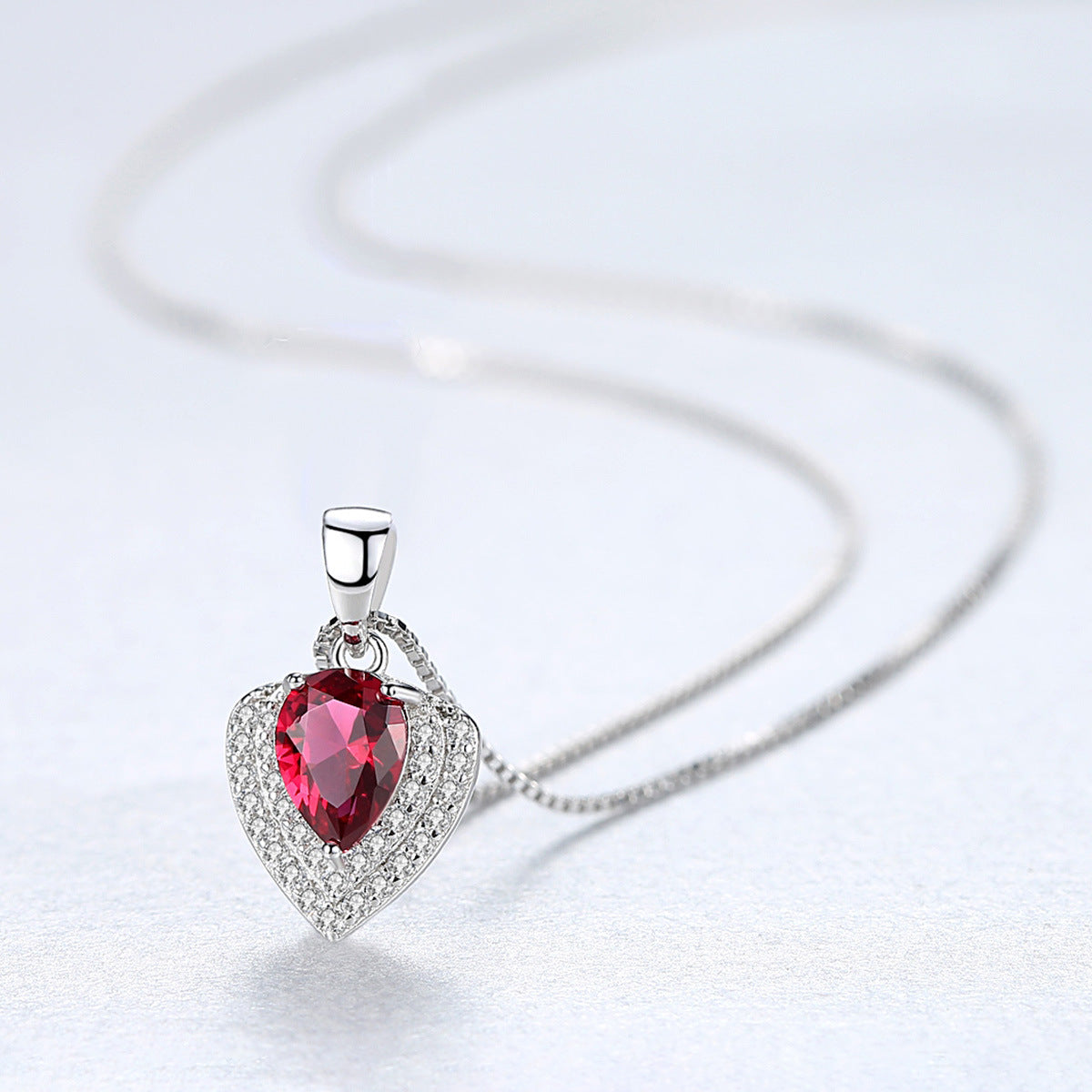 Gemstonely- Elegant and Eye-Catching: S925 Silver Necklace with Simulate Gemstone Droplet Pendant for Women