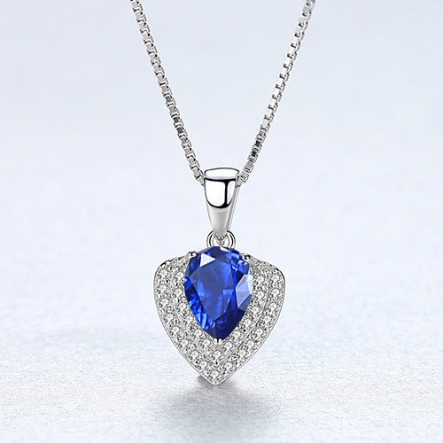 Gemstonely- Elegant and Eye-Catching: S925 Silver Necklace with Simulate Gemstone Droplet Pendant for Women