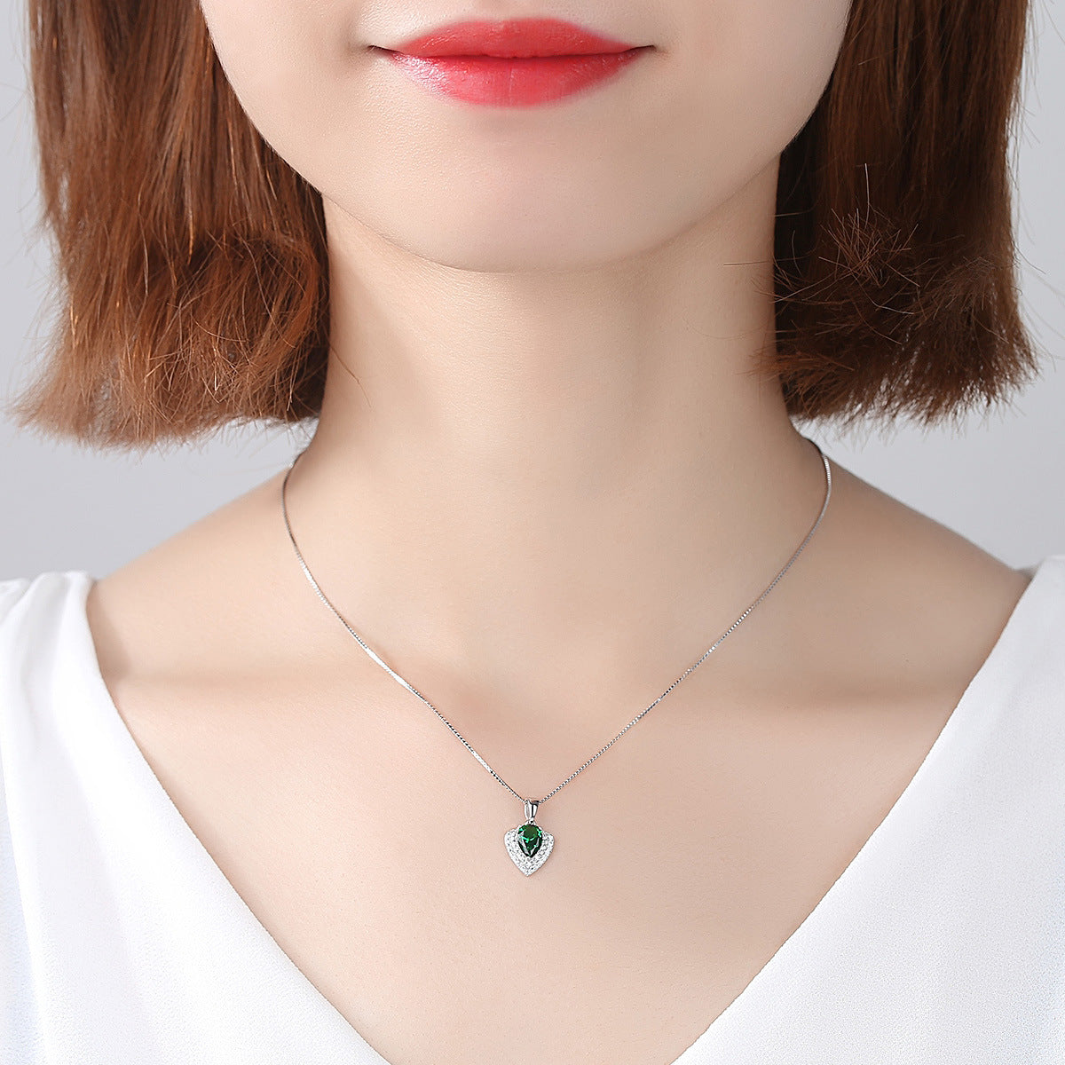 Gemstonely- Elegant and Eye-Catching: S925 Silver Necklace with Simulate Gemstone Droplet Pendant for Women