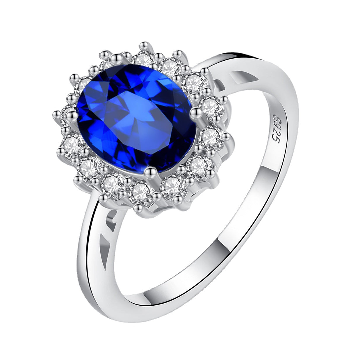 Gemstonely-925 Sterling Silver Simulated Kashmir Blue Sapphire Jewelry - Chic and Sophisticated Ring with Personalized and Refined Charm