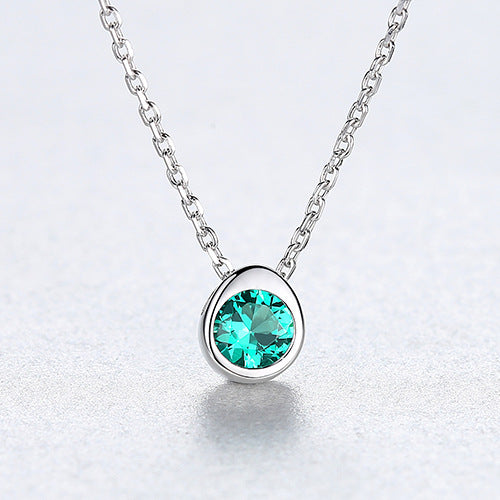 Gemstonely-Elegant S925 Sterling Silver Simulate Emerald/Ruby/Cubic Zirconia Pendant Necklace - Simple and Stylish Jewelry