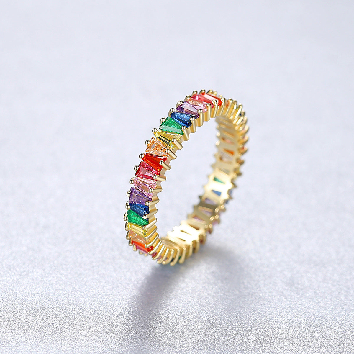 Gemstonely-Chic 925 Silver Rainbow Zirconia Women's Ring - Distinctive Vintage Style for a Standout Accessory