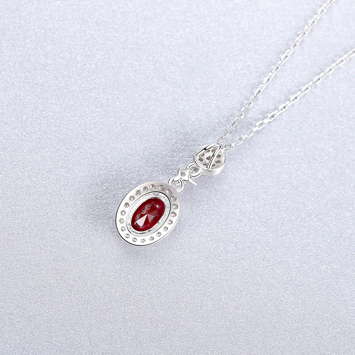 Gemstonely- Elegant and Sophisticated: S925 Silver Necklace with Simulate Ruby Pendant for Women in a Unique and Trendy Design