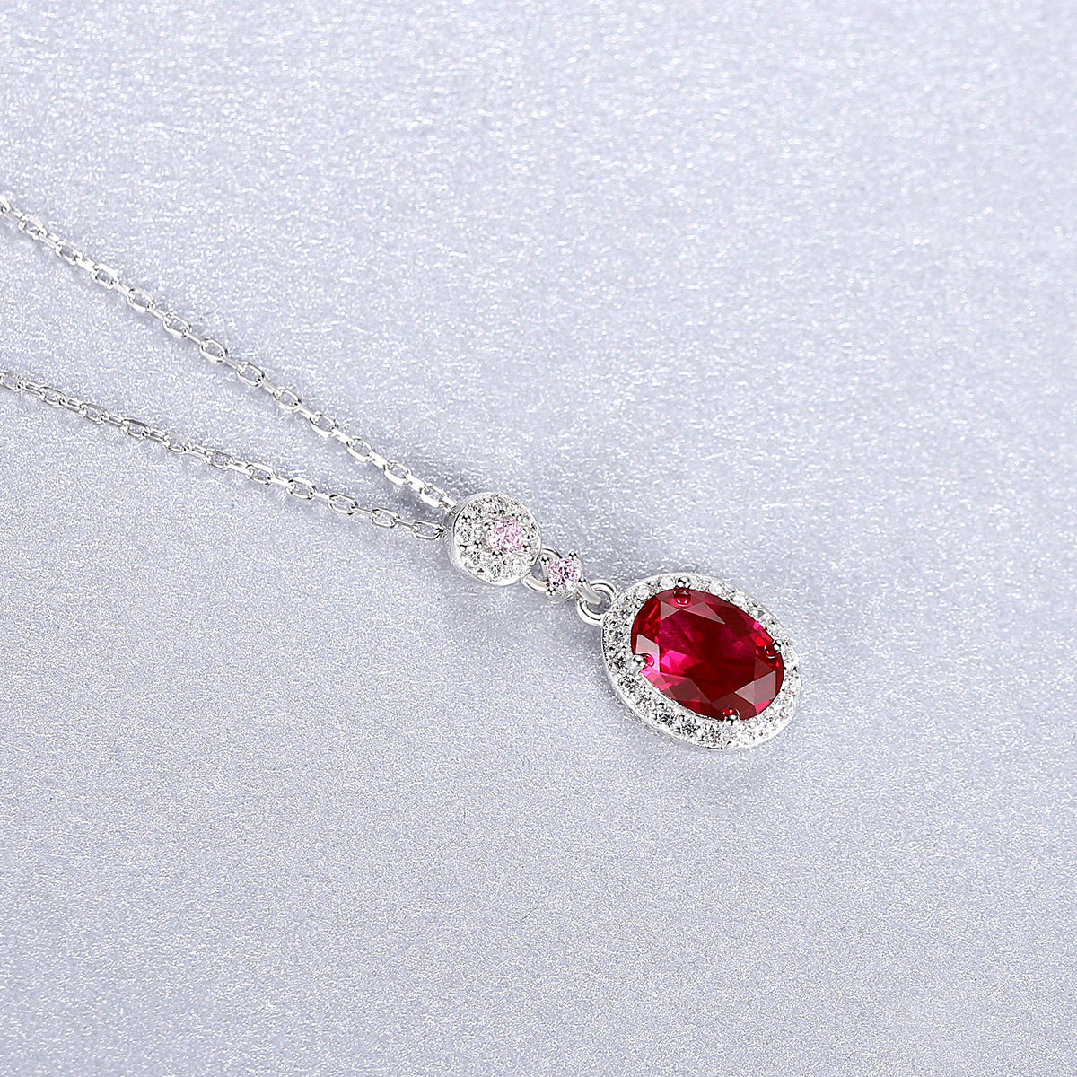 Gemstonely- Elegant and Sophisticated: S925 Silver Necklace with Simulate Ruby Pendant for Women in a Unique and Trendy Design