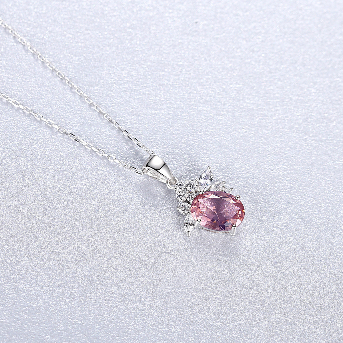 Gemstonely- Minimalist and Elegant: S925 Silver Necklace with Morganite Gemstone Pendant for Women