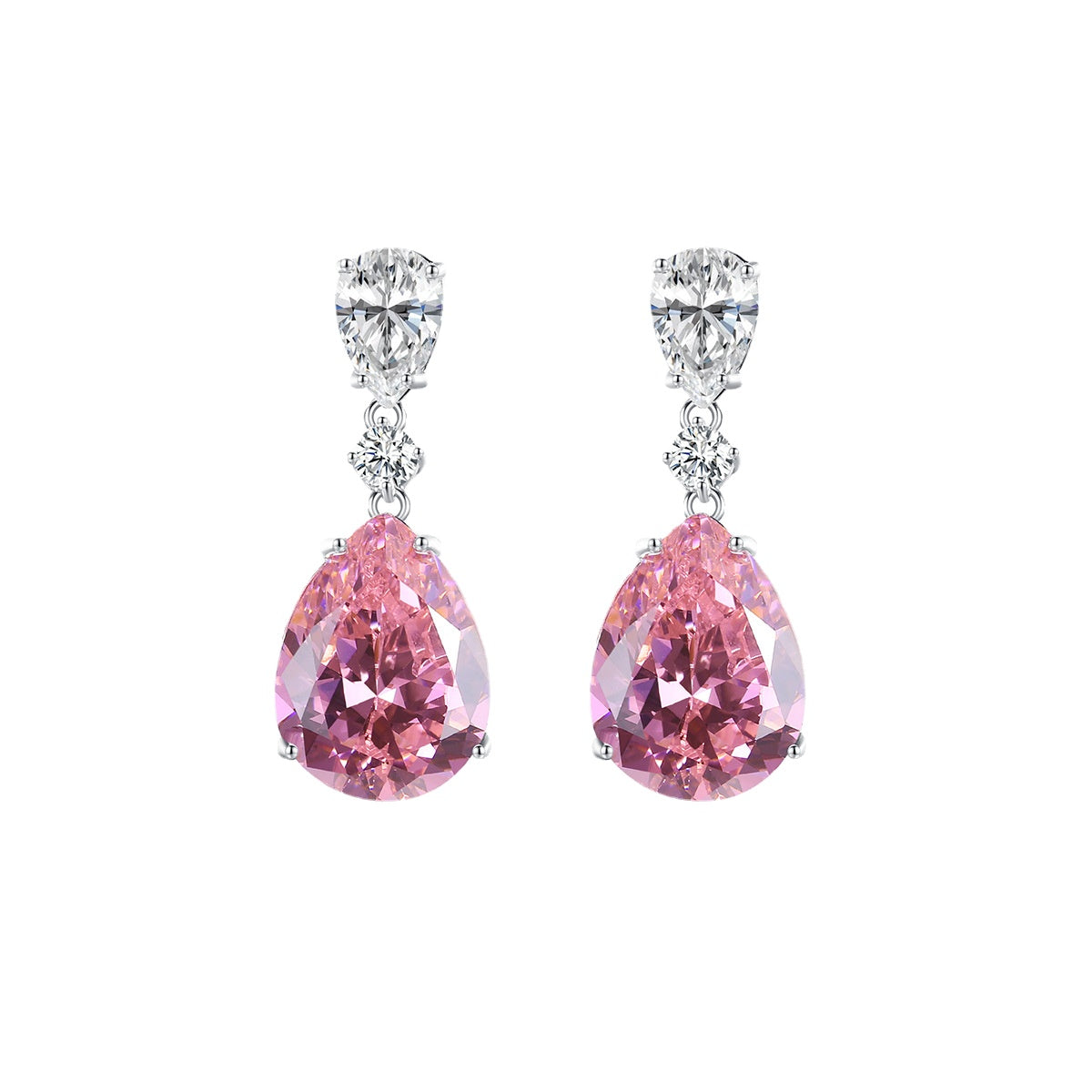 925 Sterling Silver Pink Drop shops Earrings