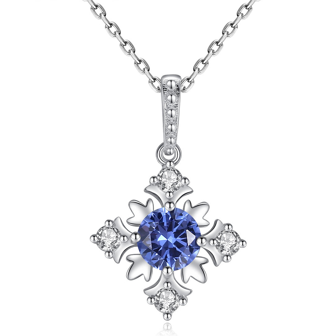 Gemstonely- Sterling Silver Necklace with Colored Simulate Gemstones and Diamonds (Cubic Zirconia)