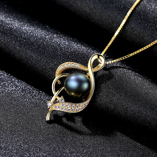 Gemstonely-S925 Sterling Silver Freshwater Pearl Pendant Necklace - Unique Design Women's Accessory