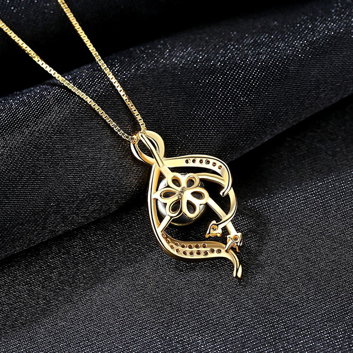 Gemstonely-S925 Sterling Silver Freshwater Pearl Pendant Necklace - Unique Design Women's Accessory