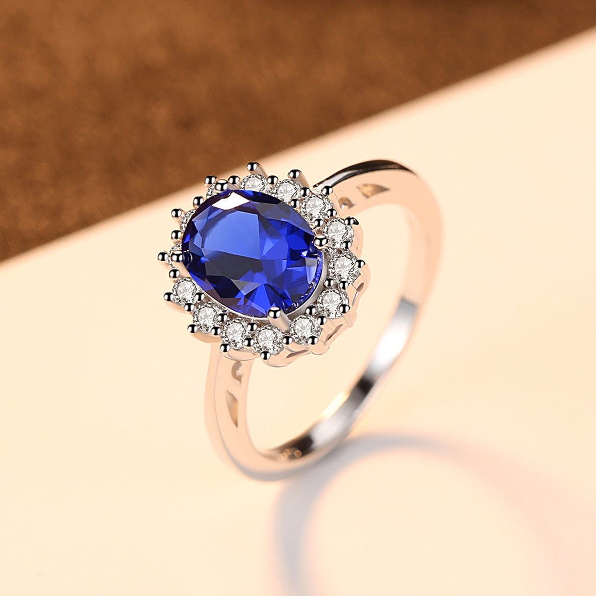 Gemstonely-925 Sterling Silver Simulated Kashmir Blue Sapphire Jewelry - Chic and Sophisticated Ring with Personalized and Refined Charm