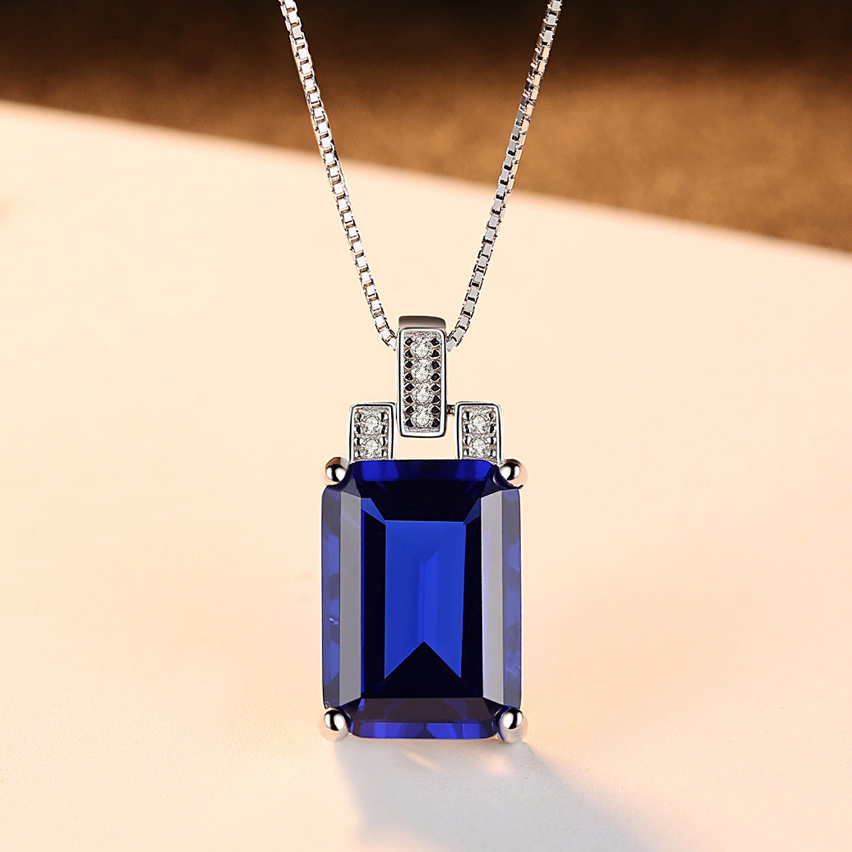 Gemstonely- Elegant and Sophisticated: 925 Silver Necklace with Simulated Gemstone Pendant and Micro Inlay for a Timeless Appeal