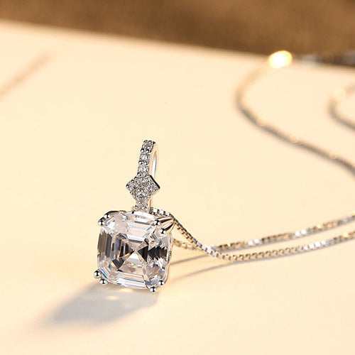 Gemstonely-Morganite Pendant Necklace with Silver Box Chain - Fashionable and Versatile 925 Sterling Silver Jewelry for Women