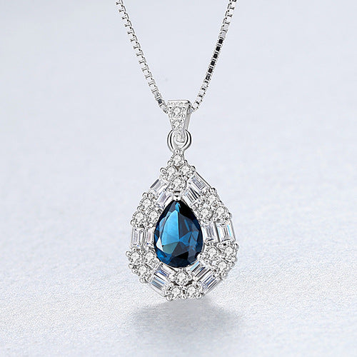 Gemstonely- S925 Silver Necklace with Micro-Inlaid Zircon Pendant for Women in a Fashionable and Versatile Design