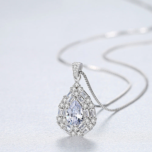 Gemstonely- S925 Silver Necklace with Micro-Inlaid Zircon Pendant for Women in a Fashionable and Versatile Design