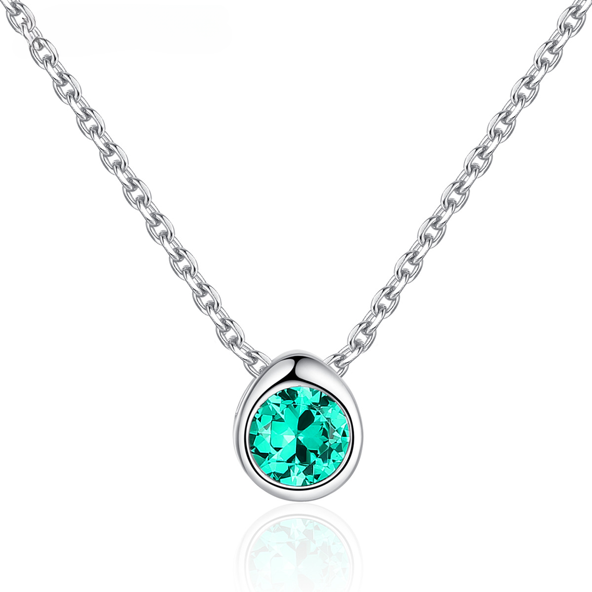 Gemstonely-Elegant S925 Sterling Silver Simulate Emerald/Ruby/Cubic Zirconia Pendant Necklace - Simple and Stylish Jewelry