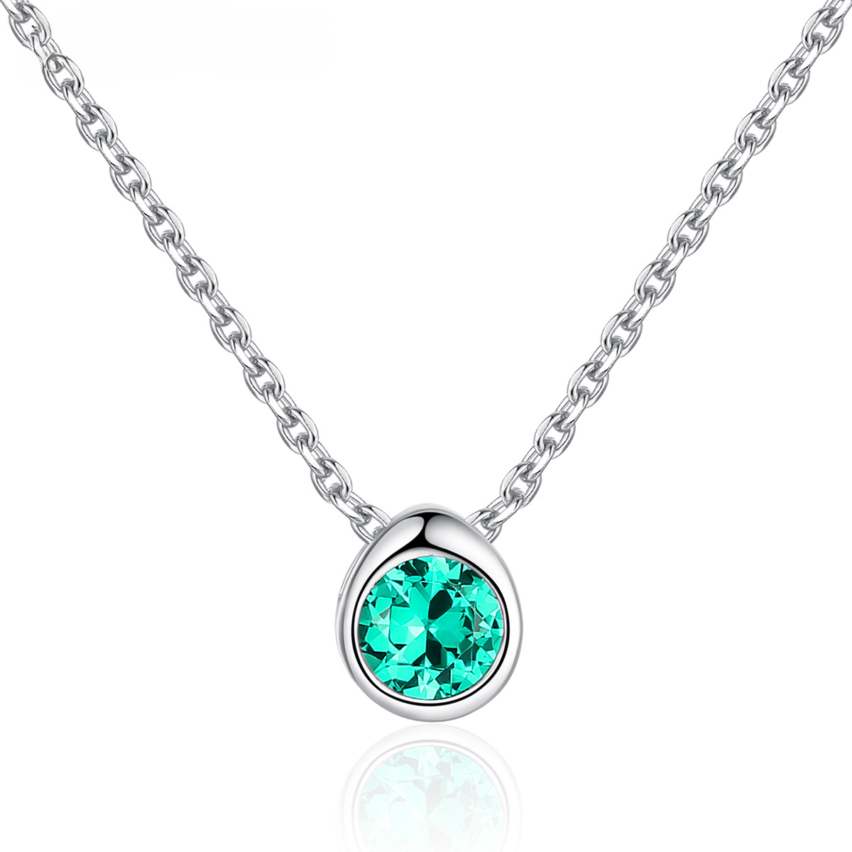 Gemstonely-Elegant S925 Sterling Silver Simulate Emerald/Ruby/Cubic Zirconia Pendant Necklace -  Simple and Stylish Jewelry