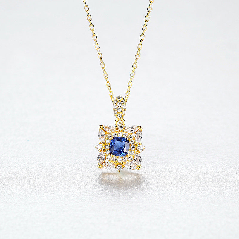 Gemstonely- Regal and Elegant: S925 Silver Necklace with Flower Pendant for Women in a Palace Style Design