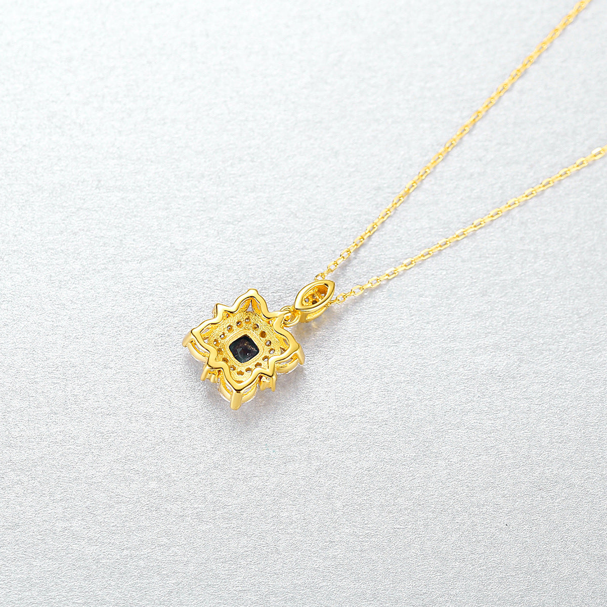 Gemstonely- Regal and Elegant: S925 Silver Necklace with Flower Pendant for Women in a Palace Style Design