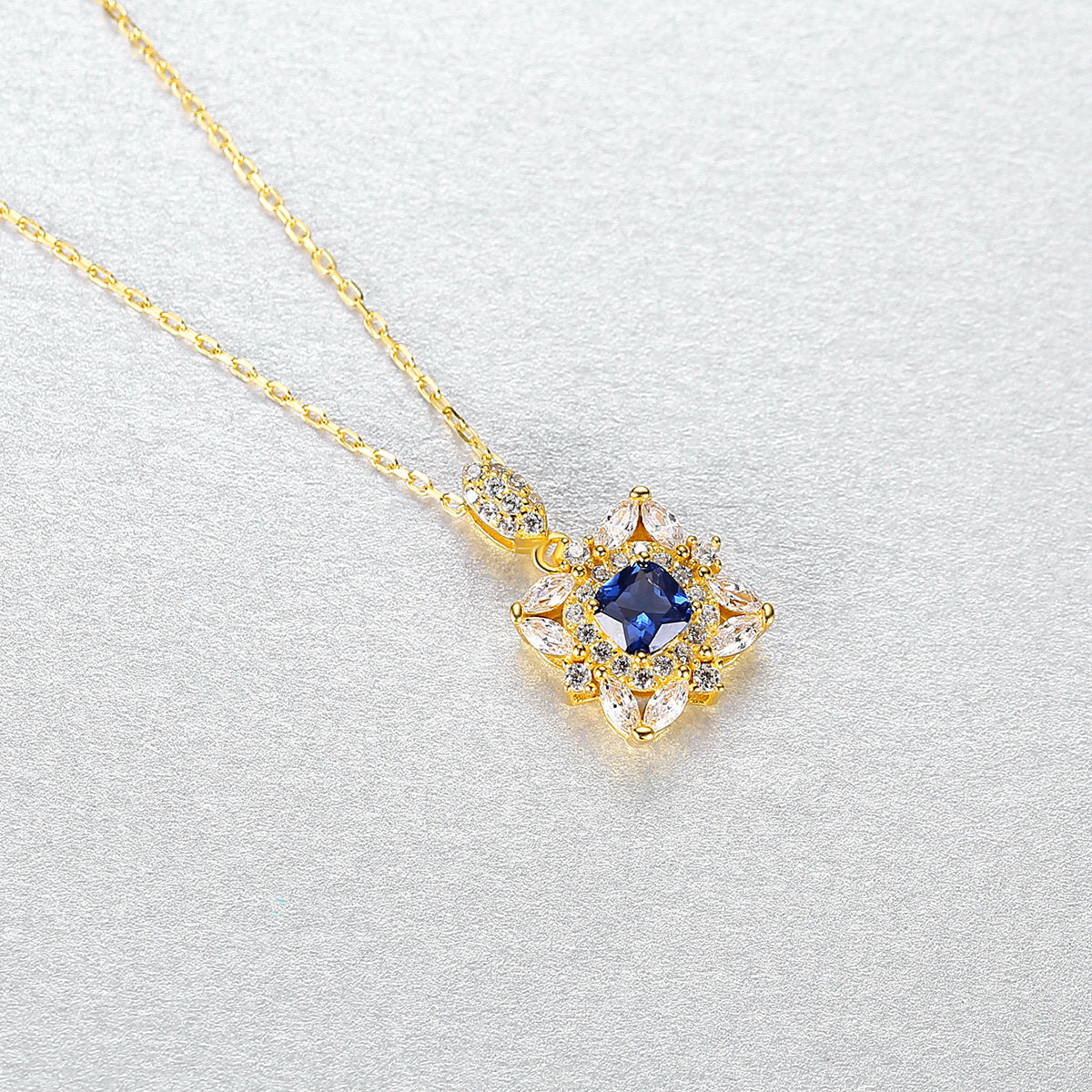 Gemstonely- Regal and Elegant: S925 Silver Necklace with Flower Pendant for Women in a Palace Style Design