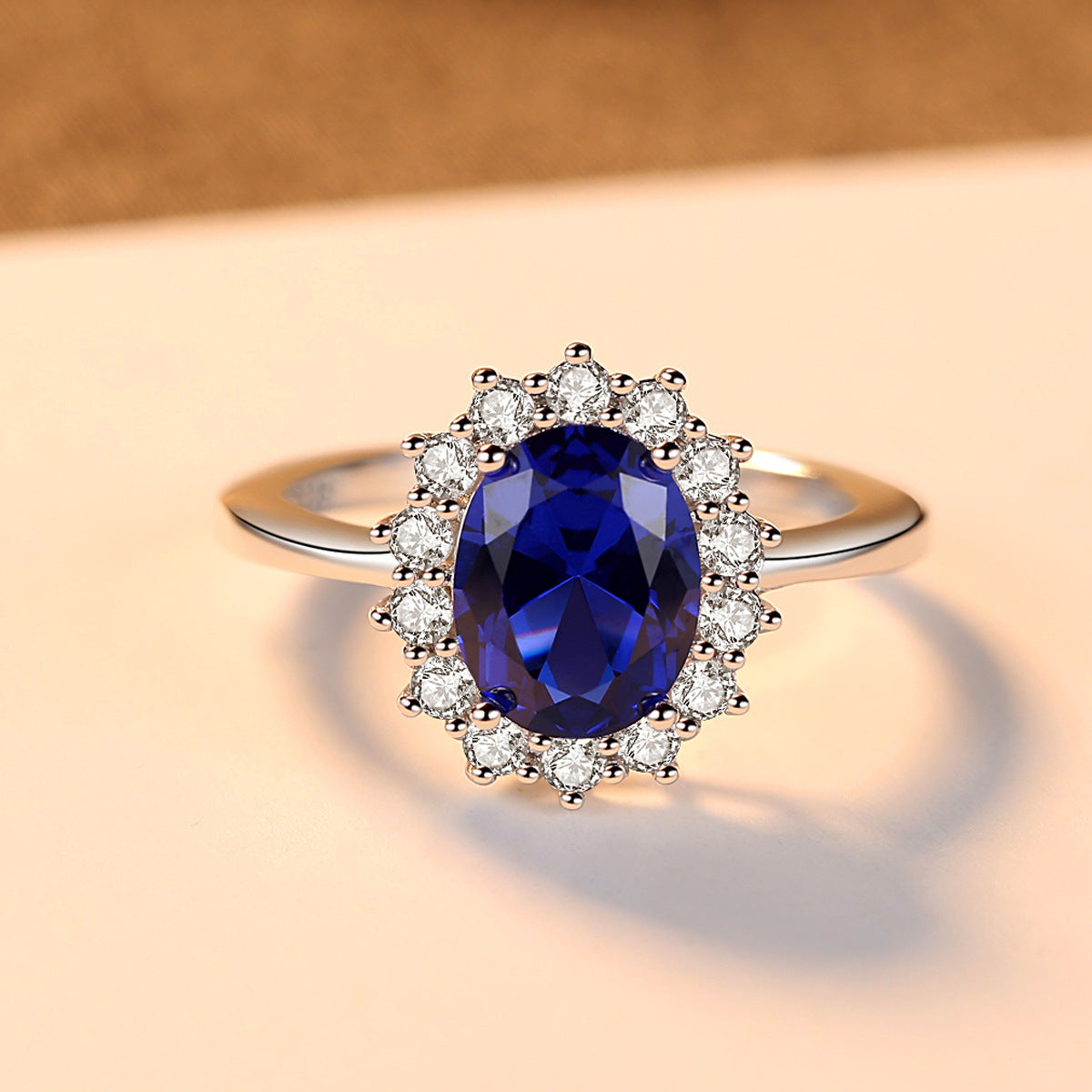 Gemstonely-925 Sterling Silver Simulated Kashmir Blue Sapphire Jewelry - Chic and Sophisticated Ring with Personalized and Refined Charm