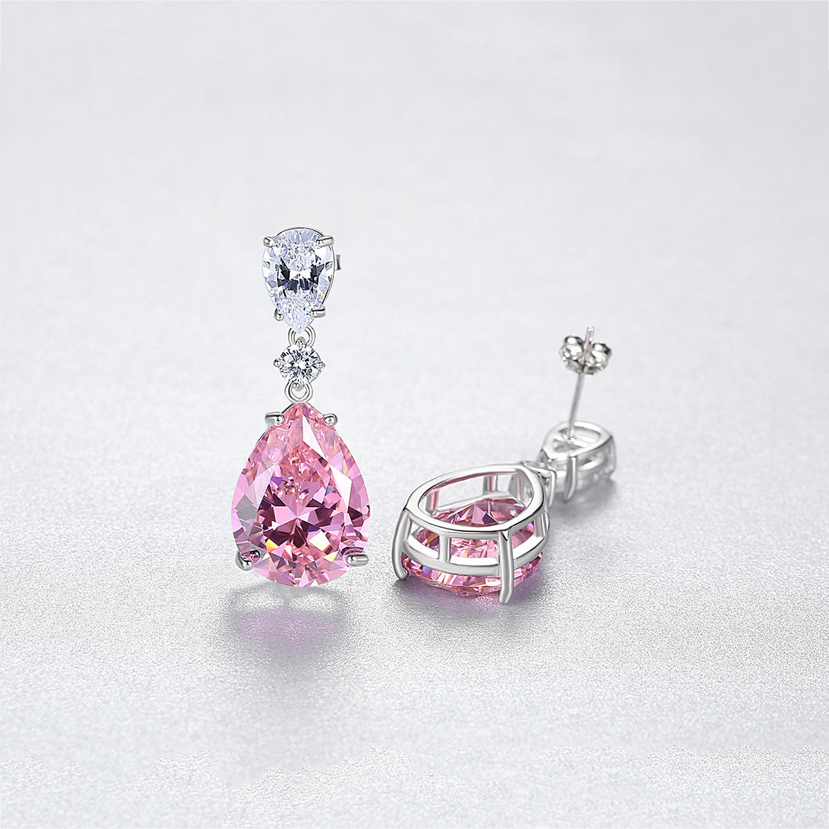Gemstonely-Blushing Beauty: Pink Morganite Water Drop Earrings in 925 Sterling Silver - Perfect for Girls