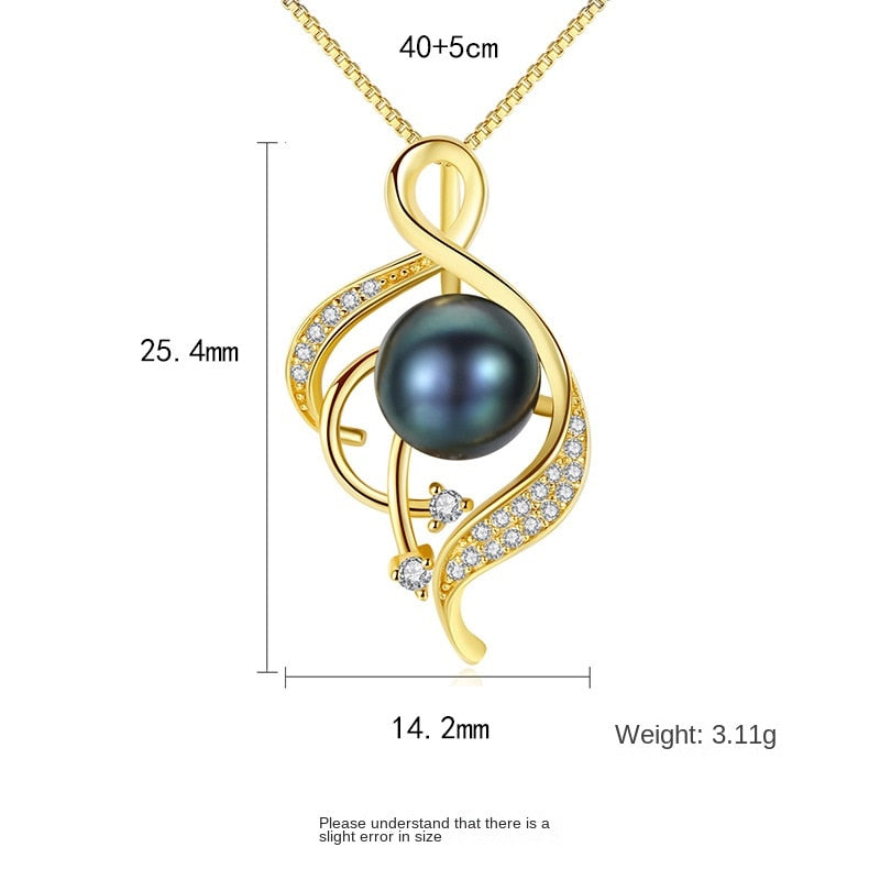 Gemstonely-S925 Sterling Silver Freshwater Pearl Pendant Necklace - Unique Design Women's Accessory