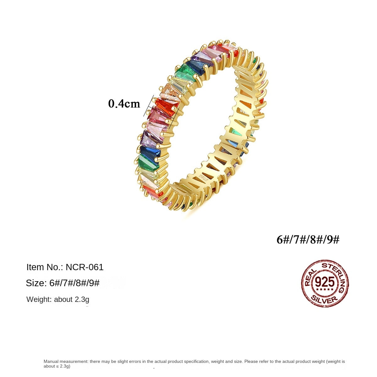 Gemstonely-Chic 925 Silver Rainbow Zirconia Women's Ring - Distinctive Vintage Style for a Standout Accessory
