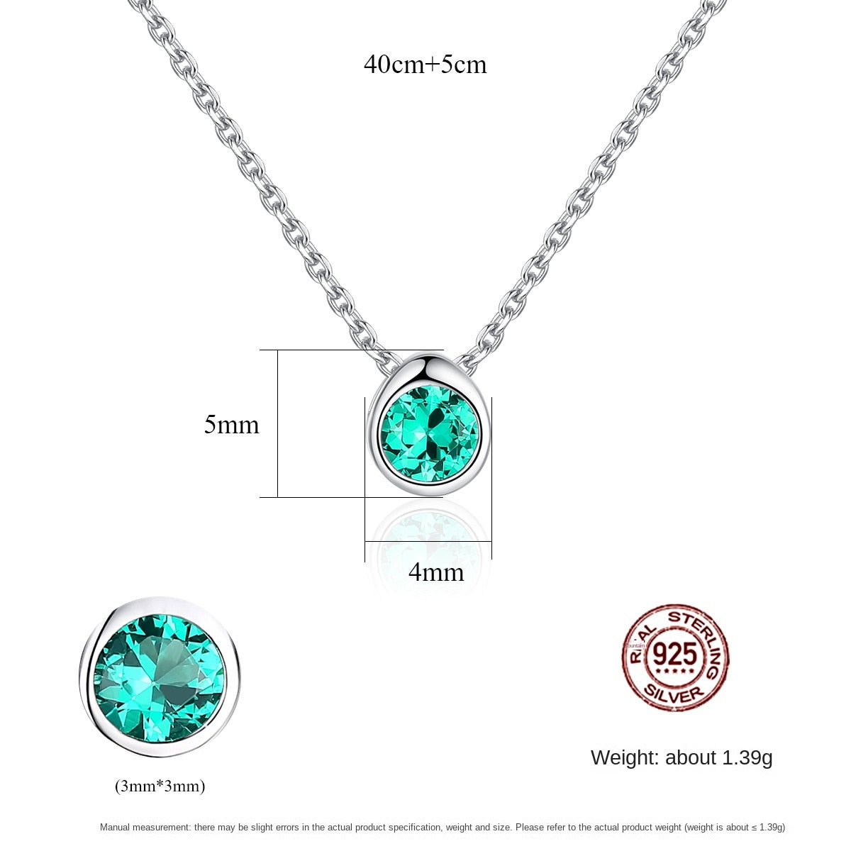 Gemstonely-Elegant S925 Sterling Silver Simulate Emerald/Ruby/Cubic Zirconia Pendant Necklace -  Simple and Stylish Jewelry