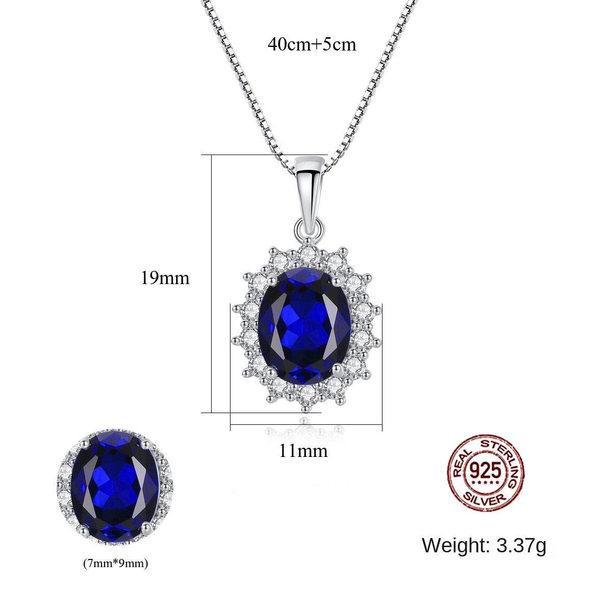 Gemstonely-925 Sterling Silver Necklace with Imitation Sapphire - Sophisticated Design for Upscale Occasions