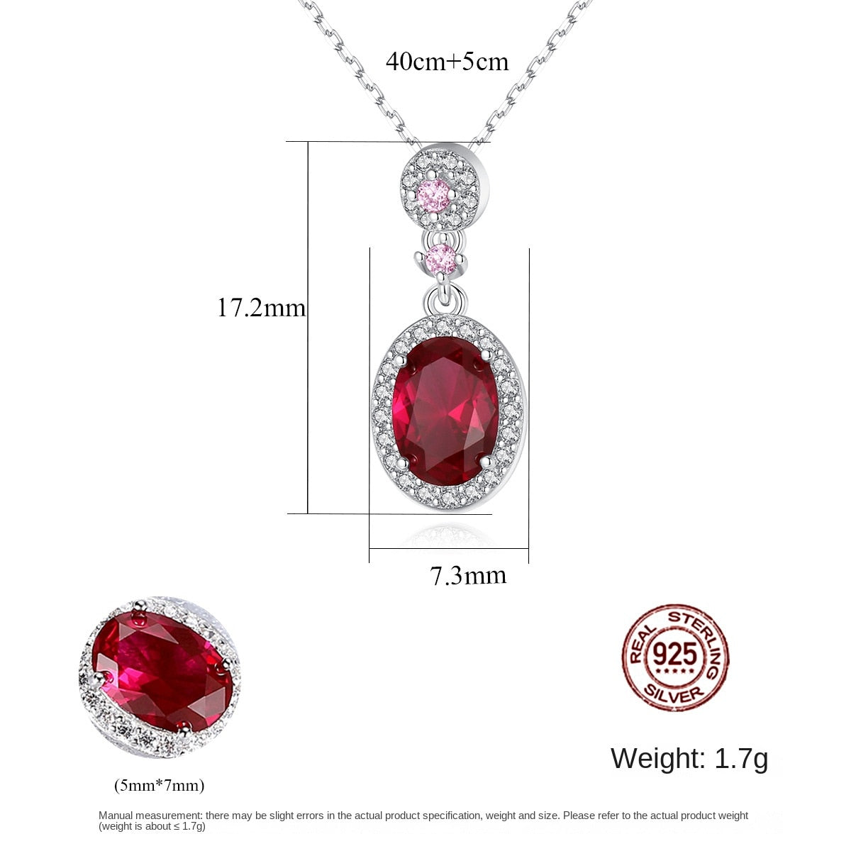 Gemstonely- Elegant and Sophisticated: S925 Silver Necklace with Simulate Ruby Pendant for Women in a Unique and Trendy Design