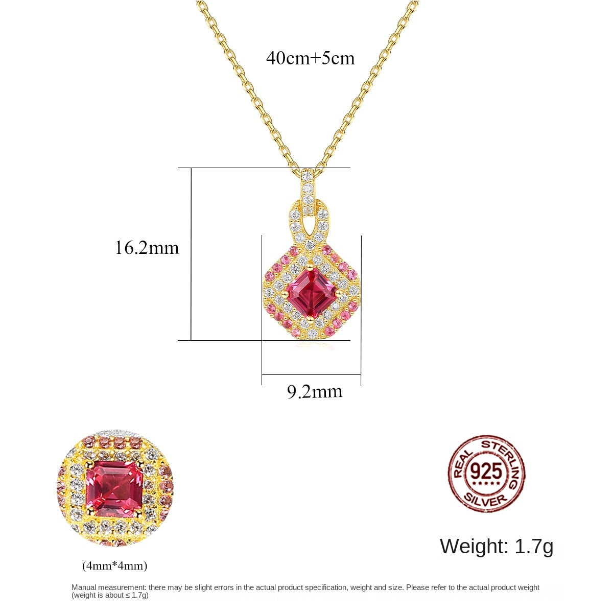 Gemstonely- Vintage and Elegant: S925 Silver Necklace with Red Gemstone Pendant for Women Simulated Ruby in Light Luxury Style