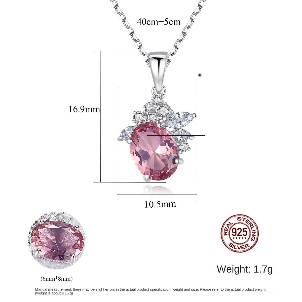 Gemstonely- Minimalist and Elegant: S925 Silver Necklace with Morganite Gemstone Pendant for Women