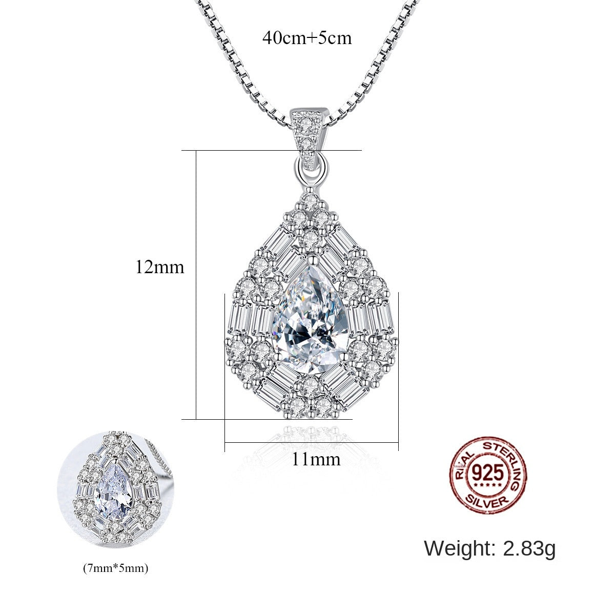 Gemstonely- S925 Silver Necklace with Micro-Inlaid Zircon Pendant for Women in a Fashionable and Versatile Design