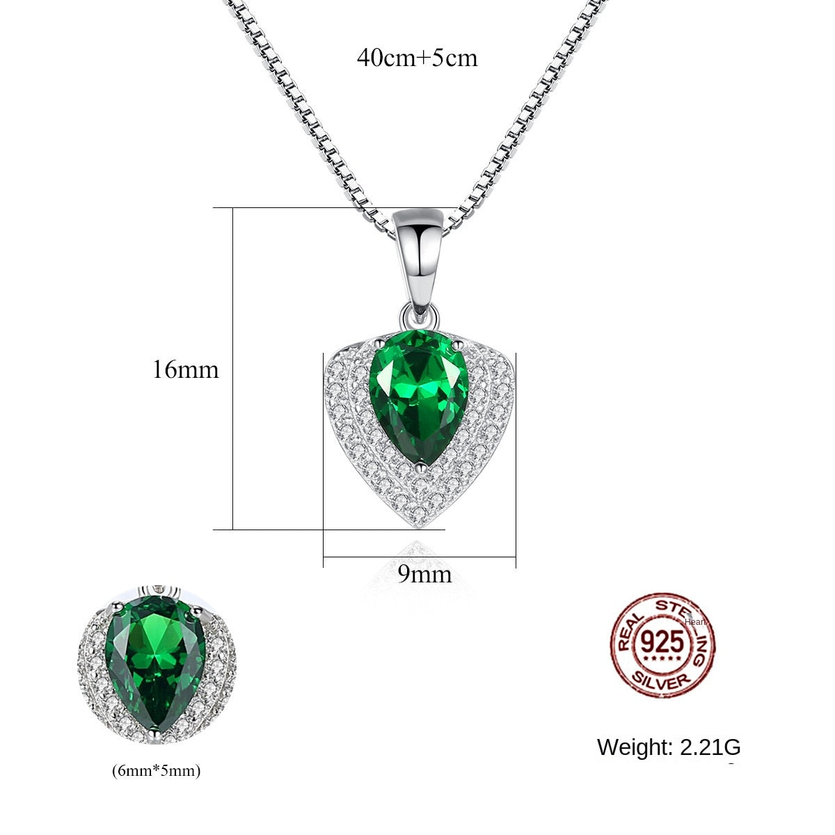 Gemstonely- Elegant and Eye-Catching: S925 Silver Necklace with Simulate Gemstone Droplet Pendant for Women