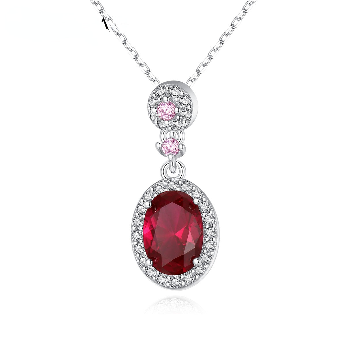 Gemstonely- Elegant and Sophisticated: S925 Silver Necklace with Simulate Ruby Pendant for Women in a Unique and Trendy Design