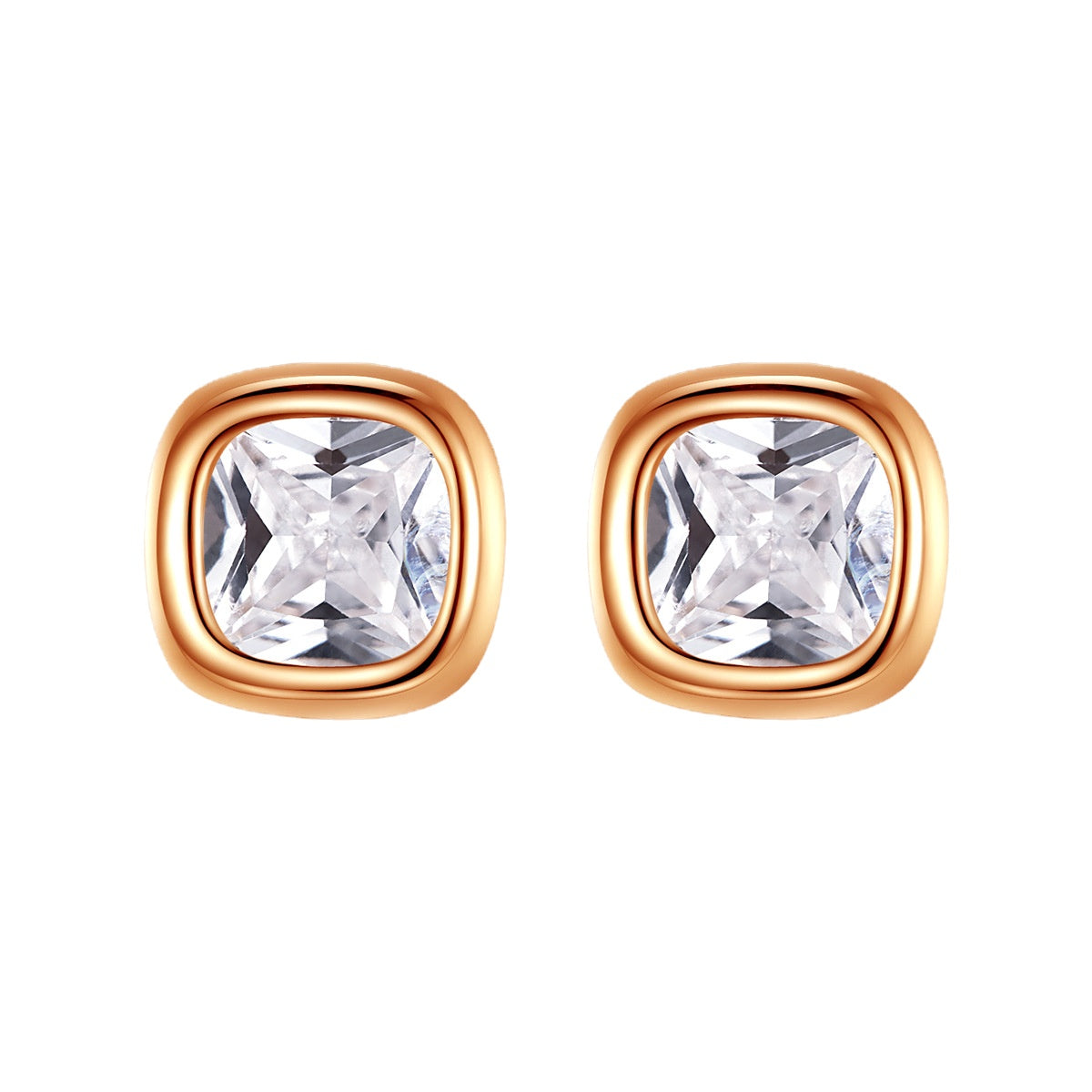 Gemstonely-Minimalist Square Zirconium Stud Earrings in S925 Sterling Silver