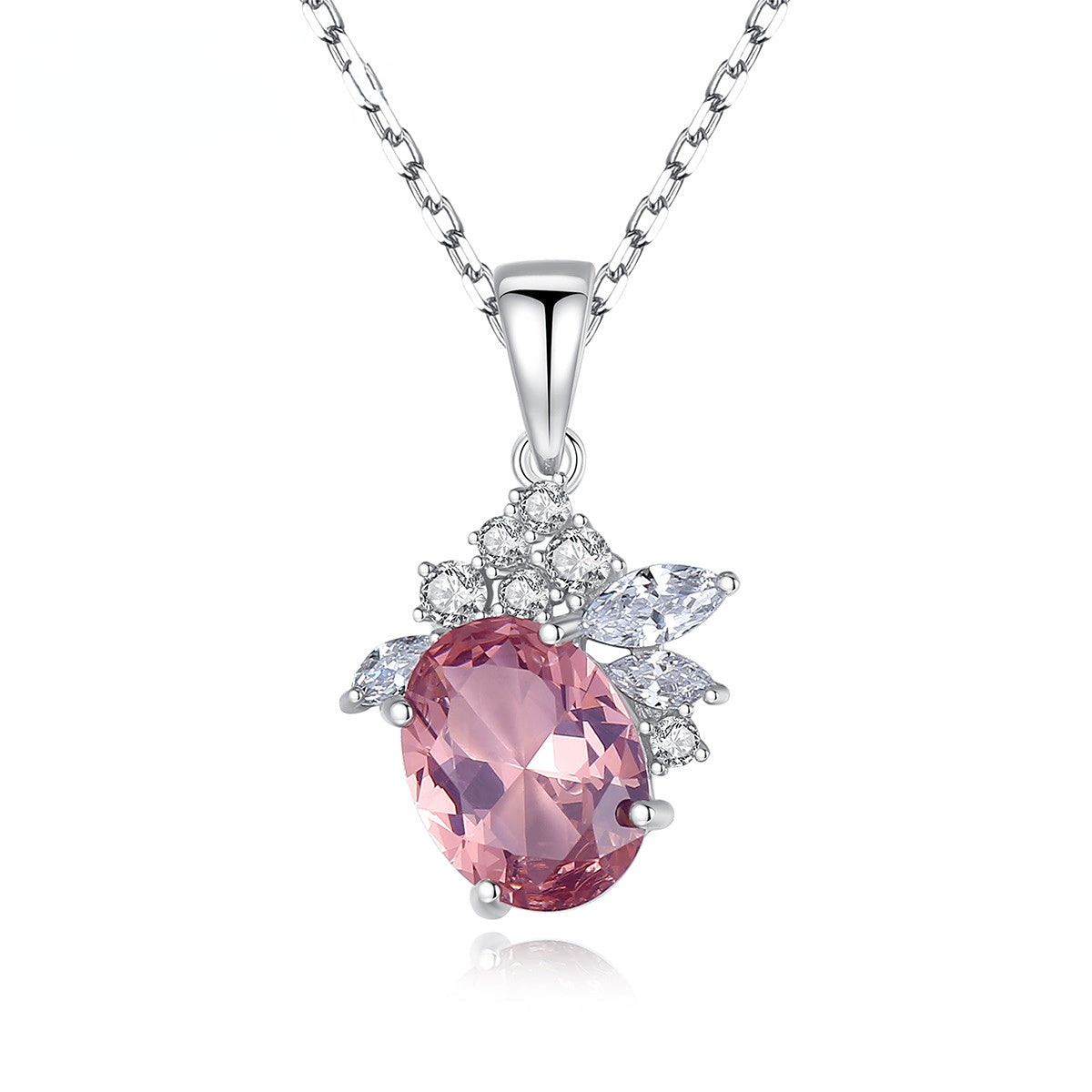 Gemstonely- Minimalist and Elegant: S925 Silver Necklace with Morganite Gemstone Pendant for Women