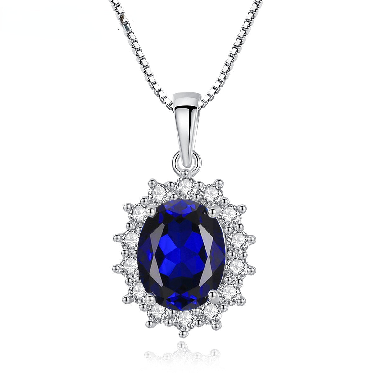 Gemstonely-925 Sterling Silver Necklace with Imitation Sapphire - Sophisticated Design for Upscale Occasions