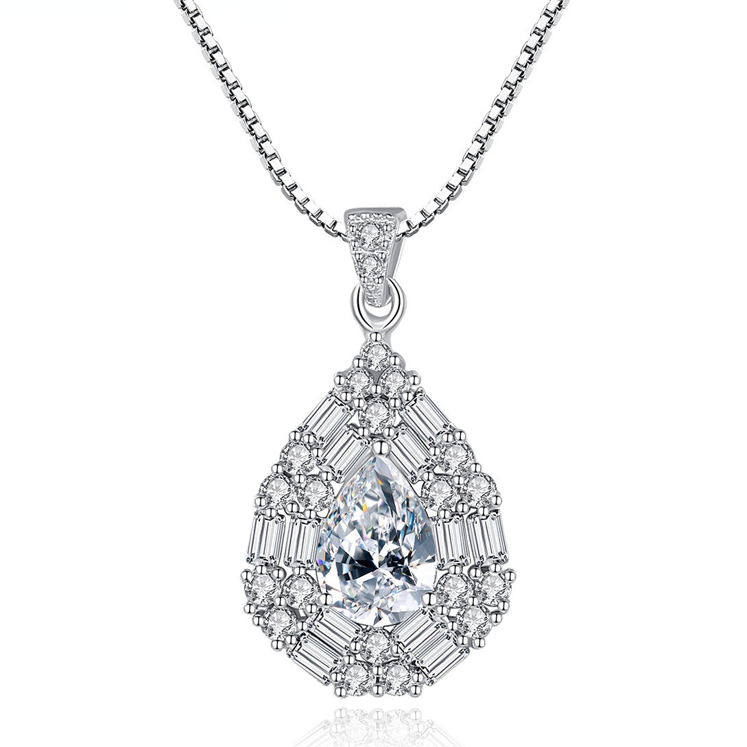 Gemstonely- S925 Silver Necklace with Micro-Inlaid Zircon Pendant for Women in a Fashionable and Versatile Design