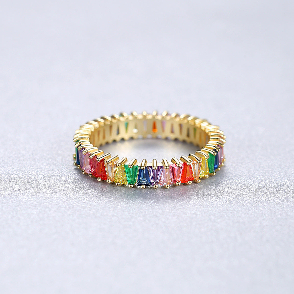 Gemstonely-Chic 925 Silver Rainbow Zirconia Women's Ring - Distinctive Vintage Style for a Standout Accessory
