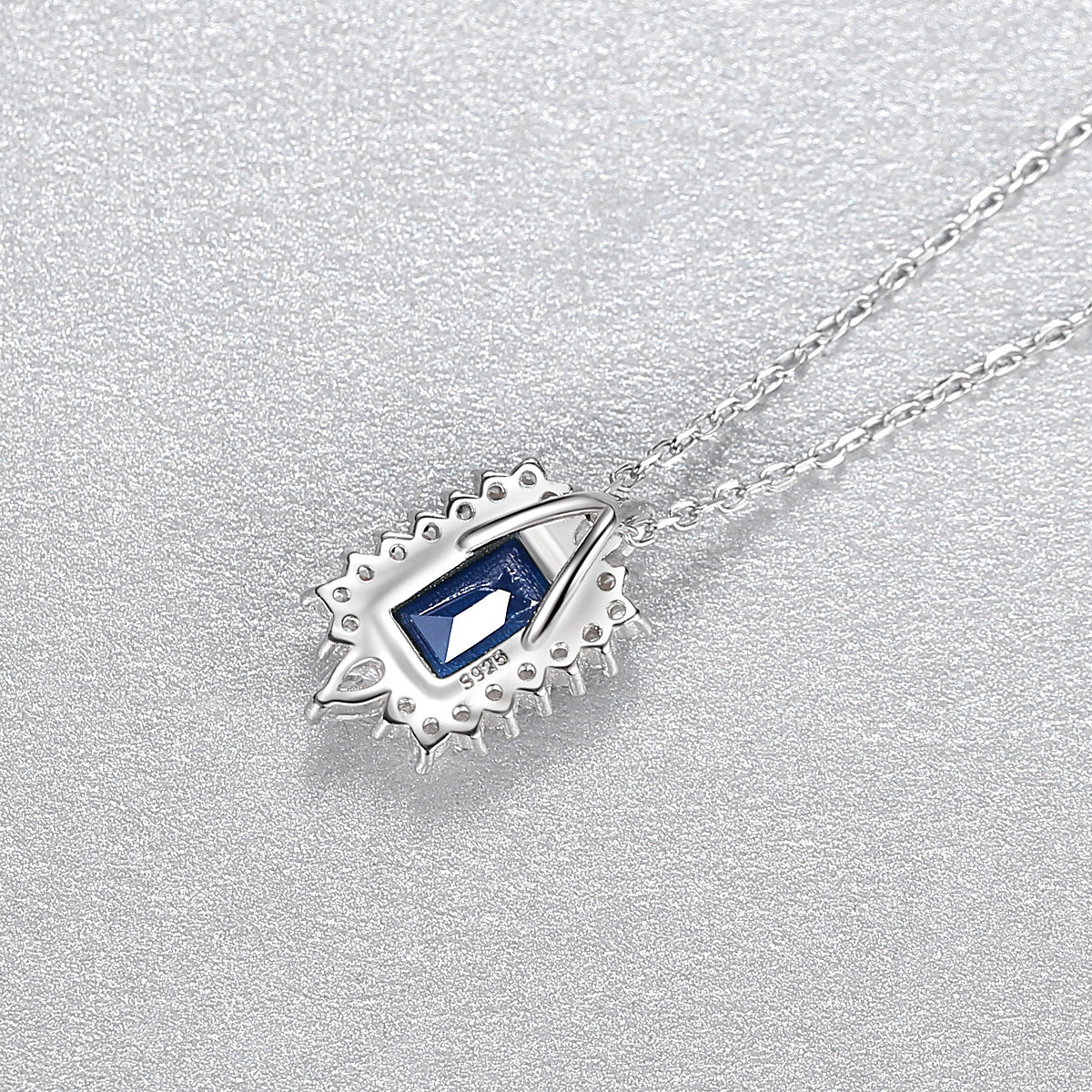 Gemstonely-925 Sterling Silver Necklace with Blue Simulate Sapphire Pendant - Elegant and Fashionable