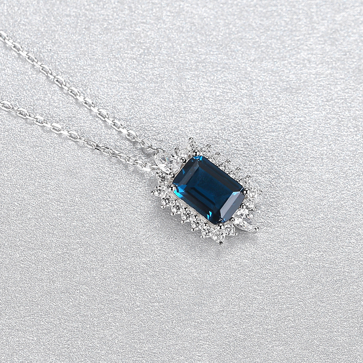 Gemstonely-925 Sterling Silver Necklace with Blue Simulate Sapphire Pendant - Elegant and Fashionable