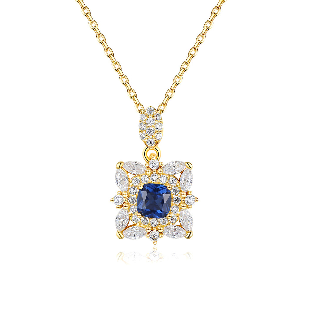 Gemstonely- Regal and Elegant: S925 Silver Necklace with Flower Pendant for Women in a Palace Style Design