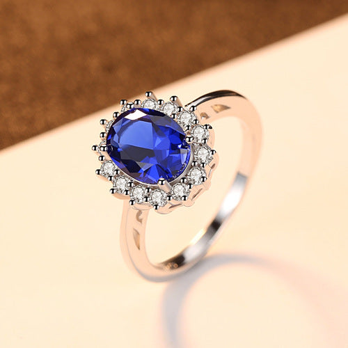 Gemstonely-925 Sterling Silver Simulated Kashmir Blue Sapphire Jewelry - Chic and Sophisticated Ring with Personalized and Refined Charm