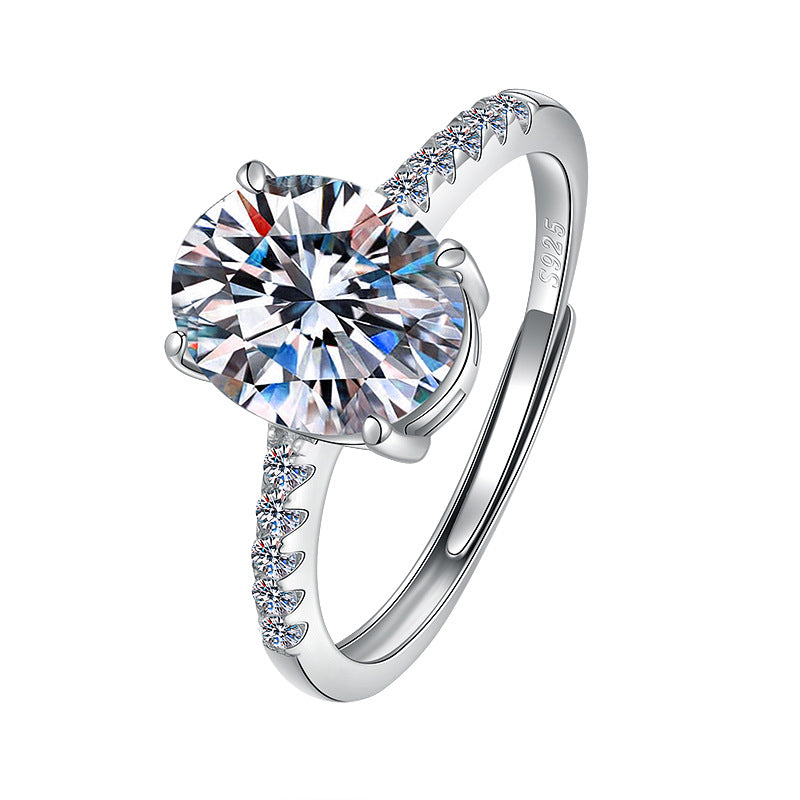 Gemstonely- 3 Carat Synthetic Cubic Zirconia Oval Cut Luxury Adjustable Wedding Ring