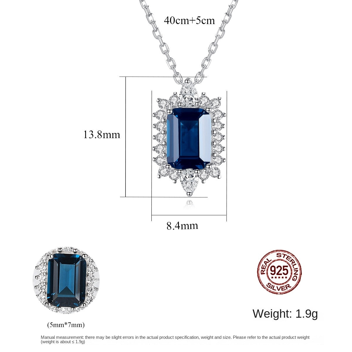 Gemstonely-925 Sterling Silver Necklace with Blue Simulate Sapphire Pendant - Elegant and Fashionable